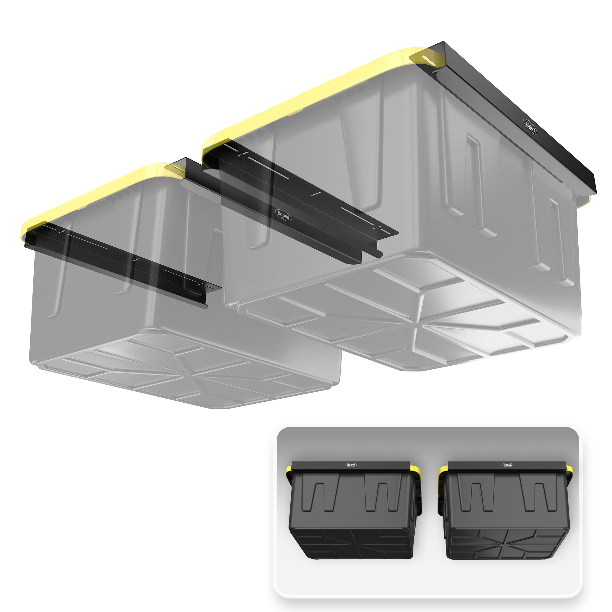 Koova, Overhead Bin Rack System for 2 Bins, Model# KV-OVERHEADBIN-2